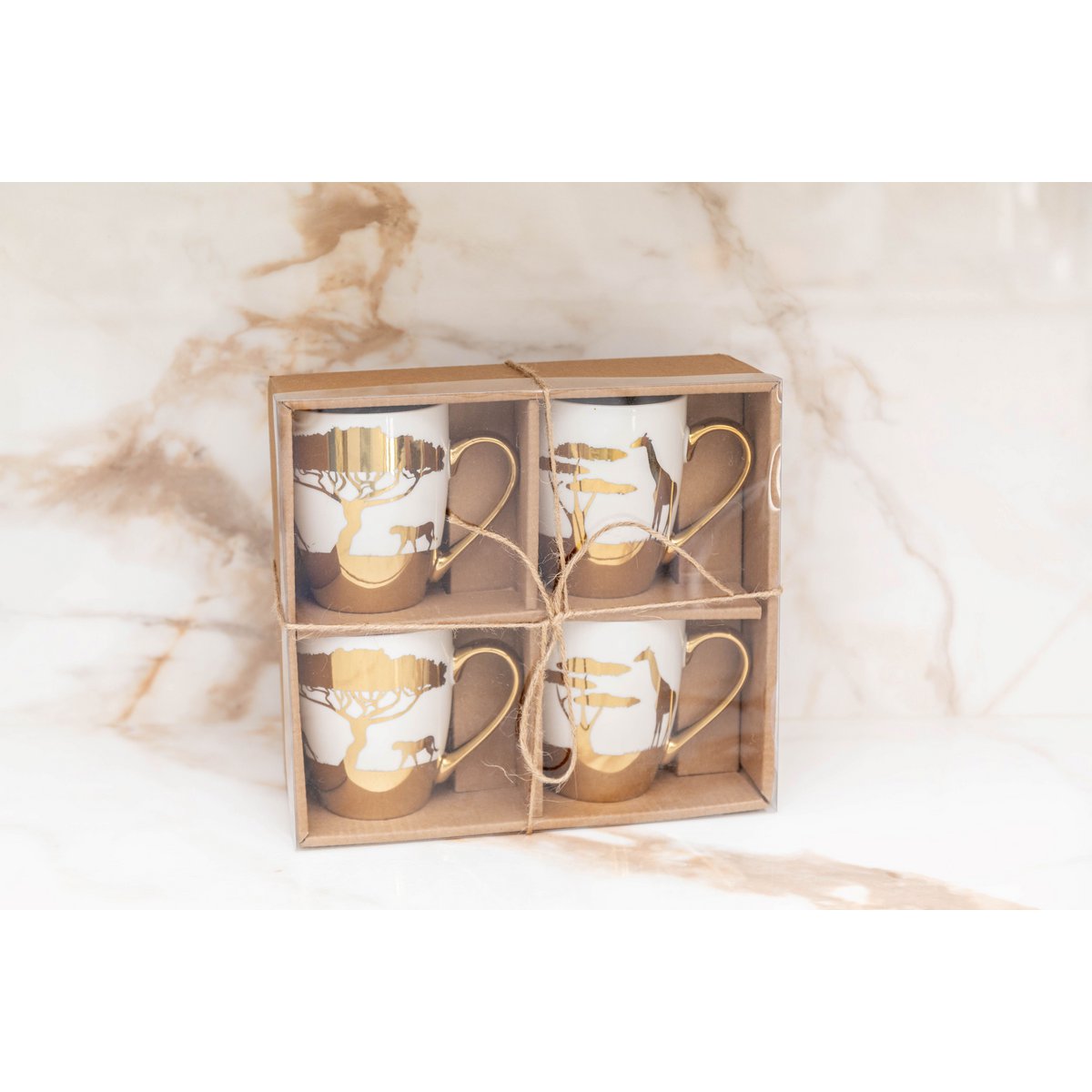 Mokken set van 4 goud 450 ml keramiek