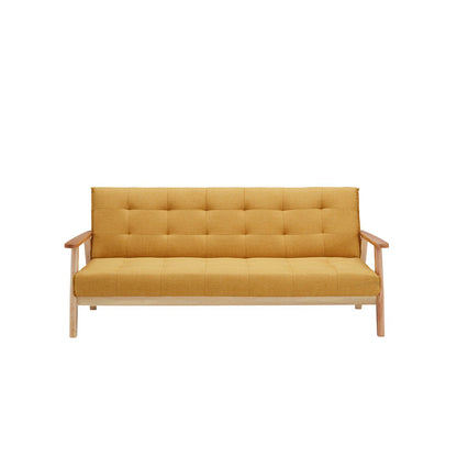 Slaapbank 190x85x81 cm structuurstof mosterdgeel