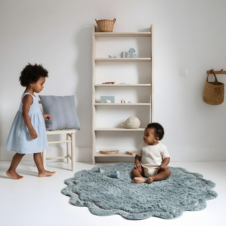 Sweet April Aqua washable cotton rug