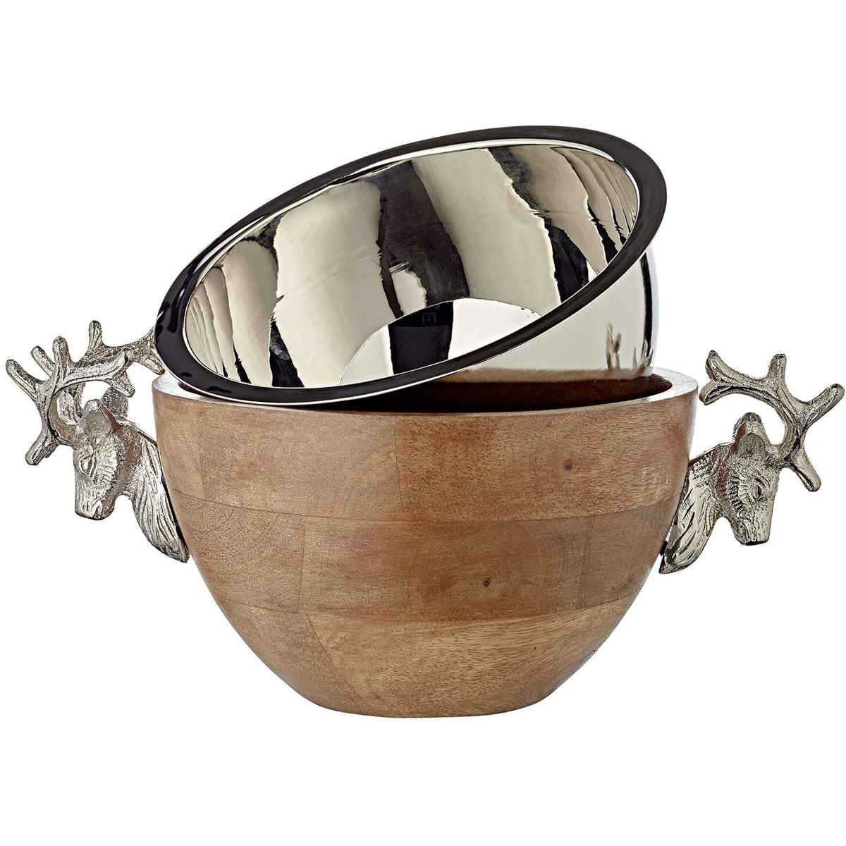 Edzard snackschaal mangohout aluminium 30x20 cm