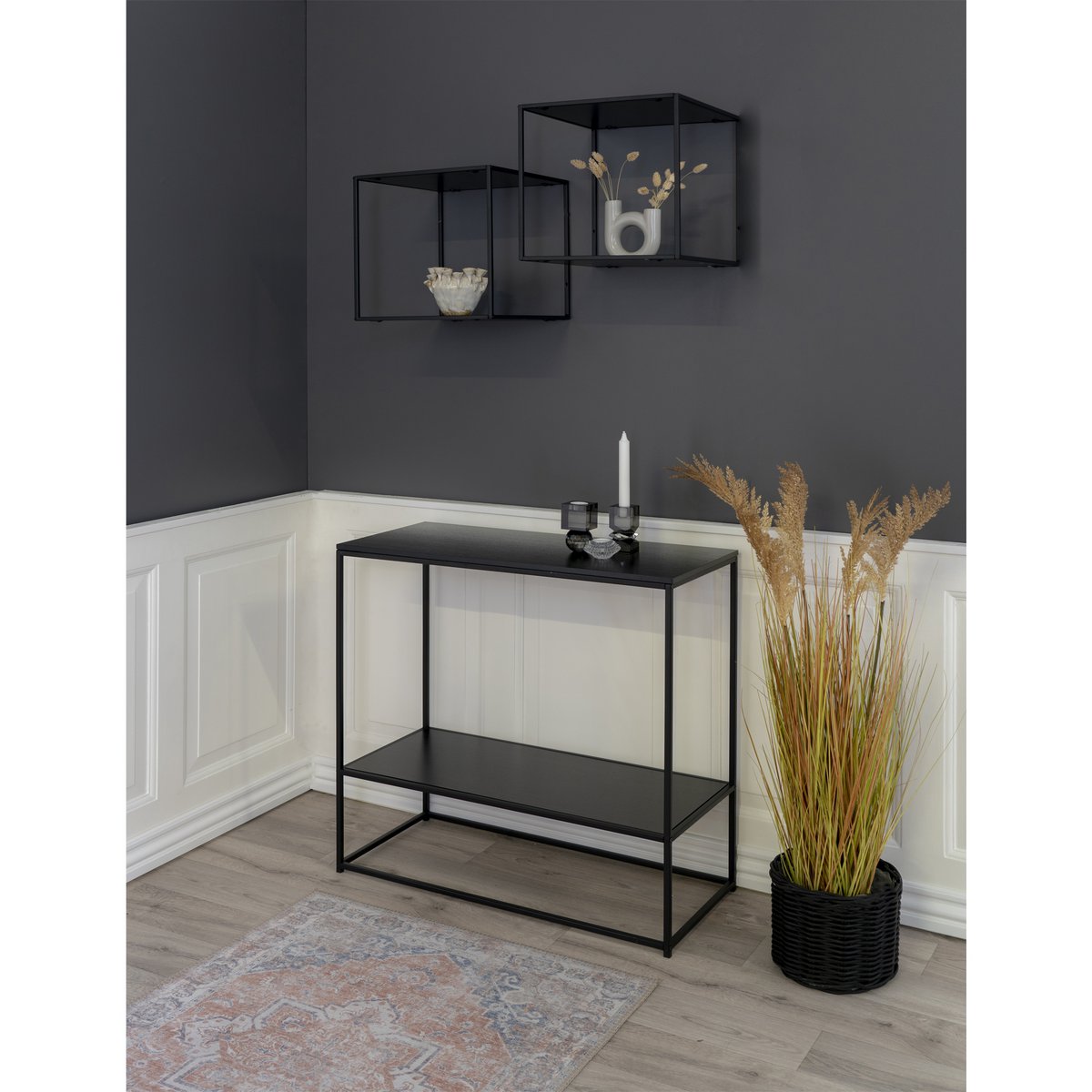 Wandplank 36x36x36 cm staal zwart