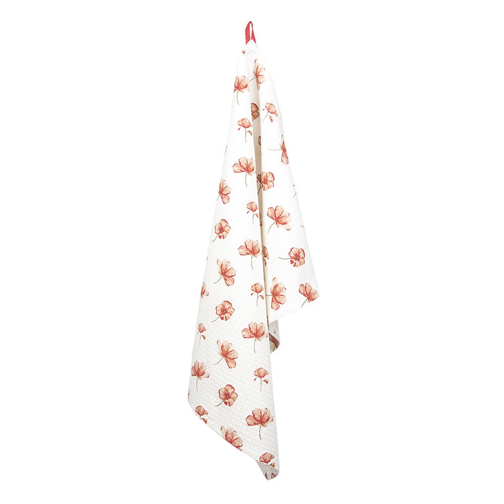Theedoek 50x70 cm katoen wit rood