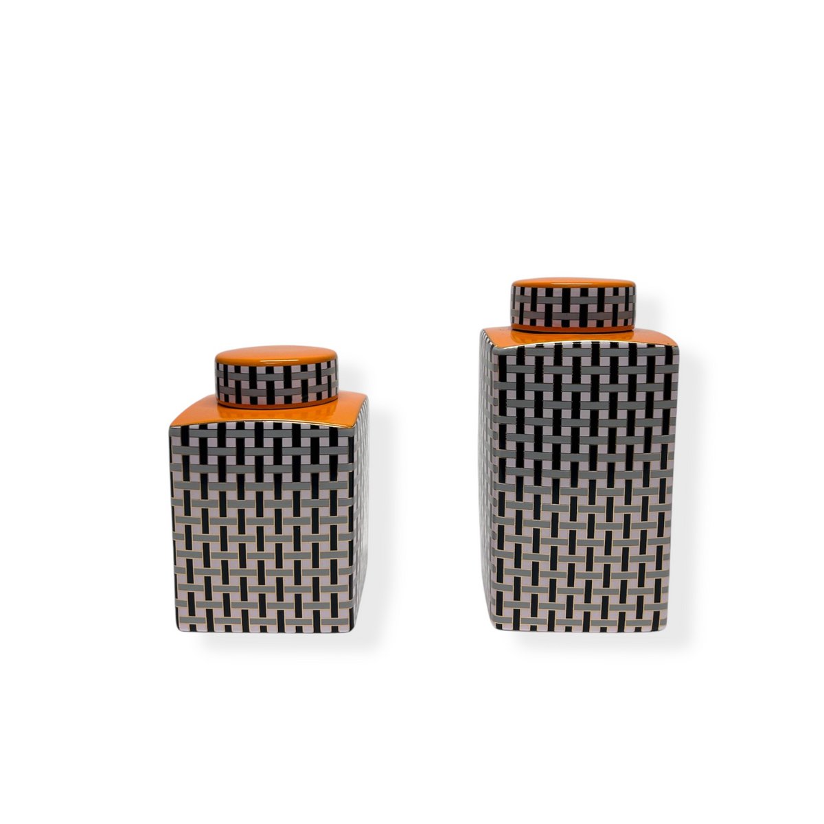 Porseleinen busje met deksel set A-stijl B-stijl oranje