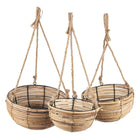 Plant Hanger Set of 3 Brown Rattan Hanging Planter