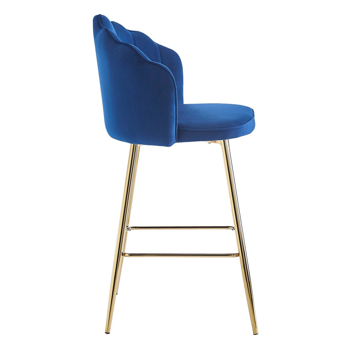 Barkrukken schelp design set van 2 donkerblauw fluweel