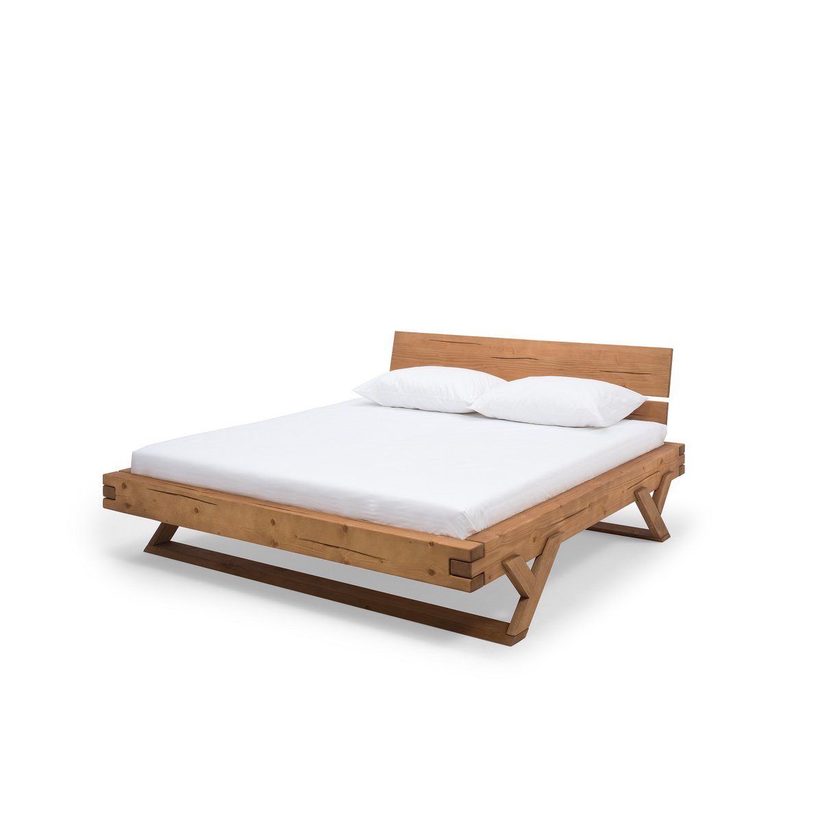 Balkenbed massief hout 140 x 200 cm geolied
