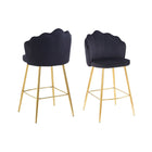 Set of 2 bar stools with shell design in black velvet