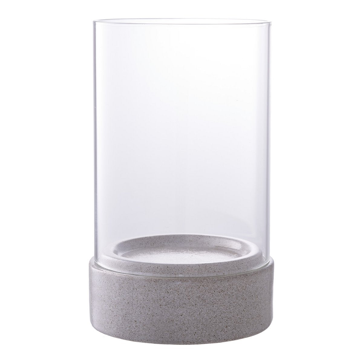 Hurricane Candle Holder - Grey ceramic/glass, 16x16x25.5 cm