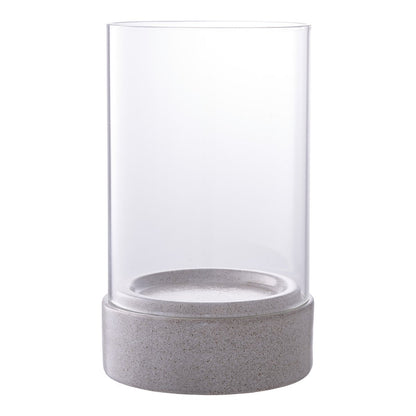 Hurricane Candle Holder - Grey ceramic/glass, 16x16x25.5 cm