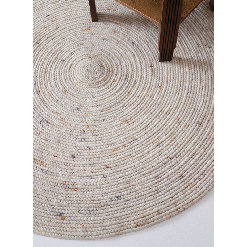 Vloerkleed rond 140 cm wol katoen havermout
