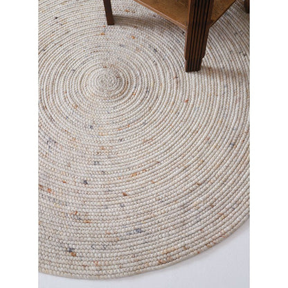 Vloerkleed rond 140 cm wol katoen havermout
