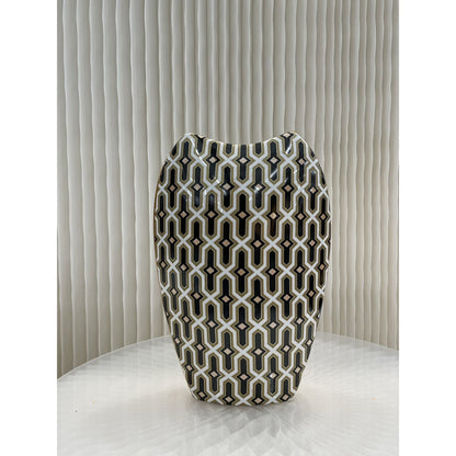 Vaas 33x22 cm porselein zwart goud roze