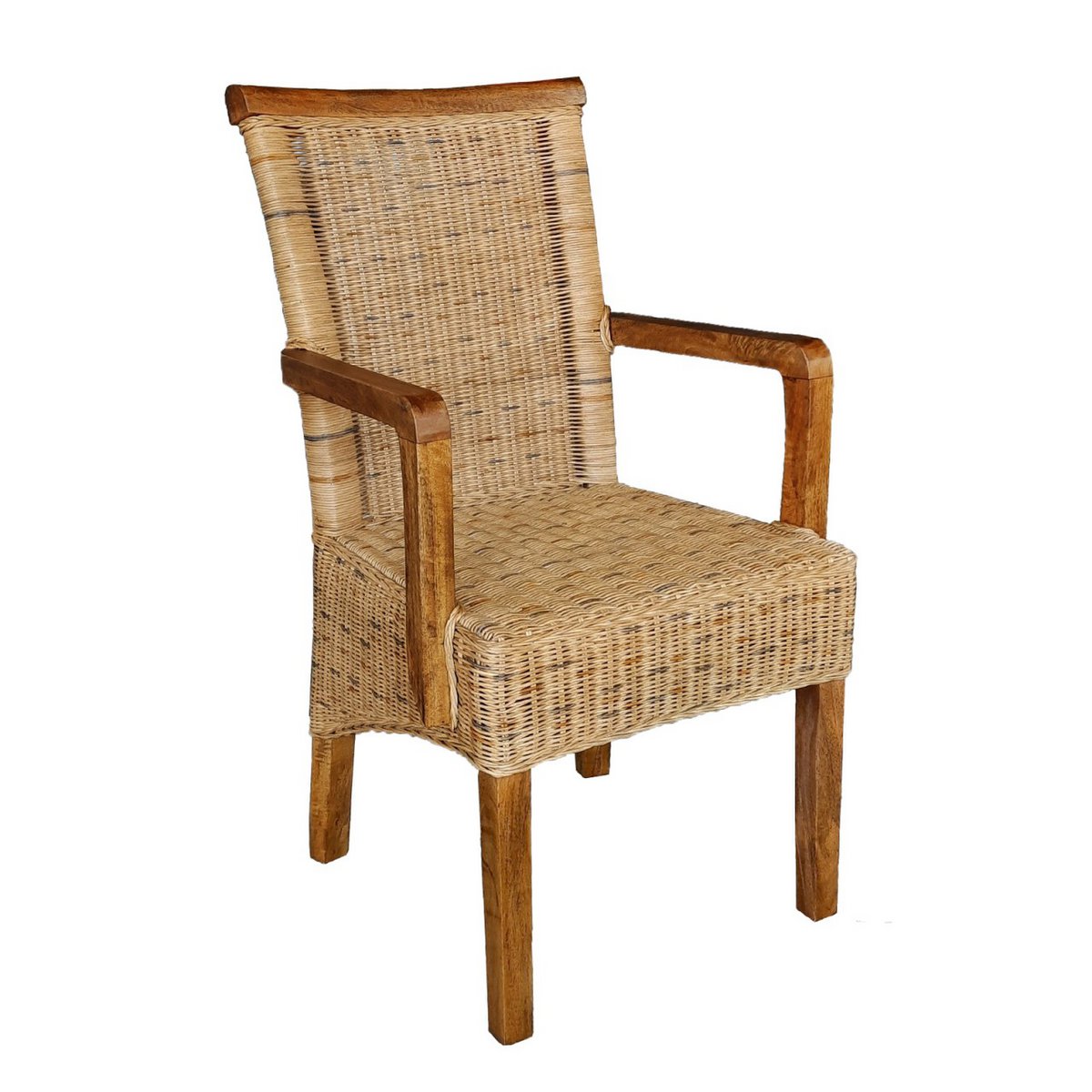 Eetkamerstoelen Set Van 2 Rotan Met Armleuningen Tabacco