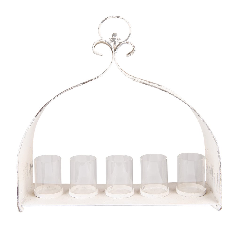 Theelichthouder 53x16x50 cm beige metaal glas