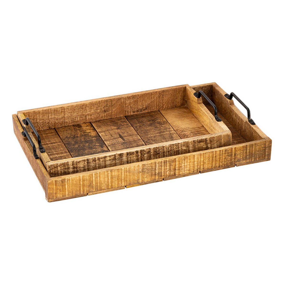 Serveerlade Houten Ladeset 2 Stuks Mango Hout 46x31 Cm Set