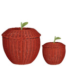 Opbergmand rotan appelvormig rood set van 2