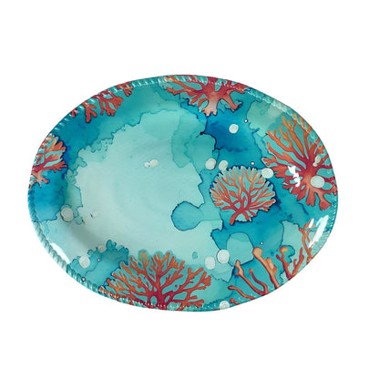 Plateau ovaal 43.5x21x2.5 cm blauw melamine