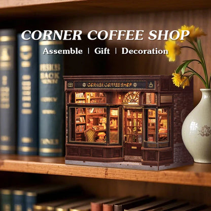 Doe-het-zelf huisje koffieshop 21x13x17 cm hout