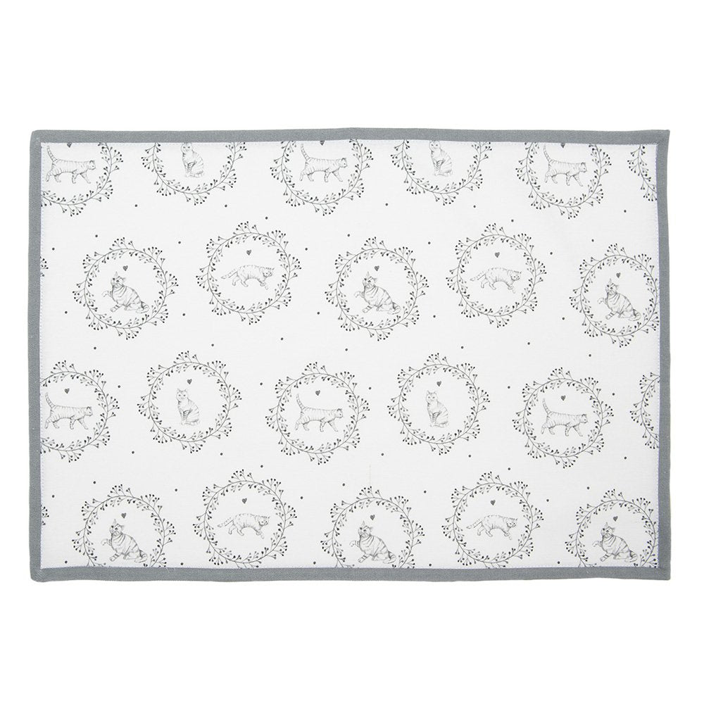 Placemats set van 6 48x33 cm wit grijs katoen