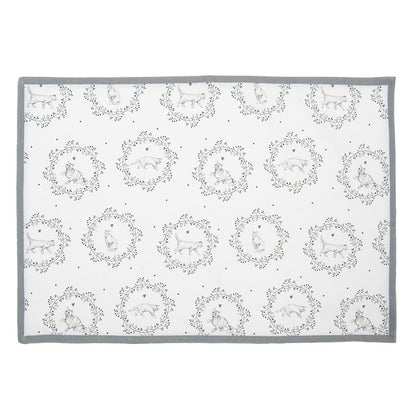 Placemats set van 6 48x33 cm wit grijs katoen