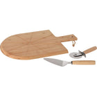 Pizza snijplank bamboe met snijder en spatel