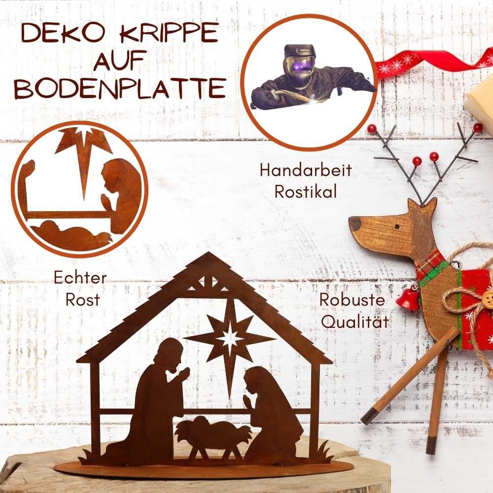 Kerststal metaal 35x28 cm bruin