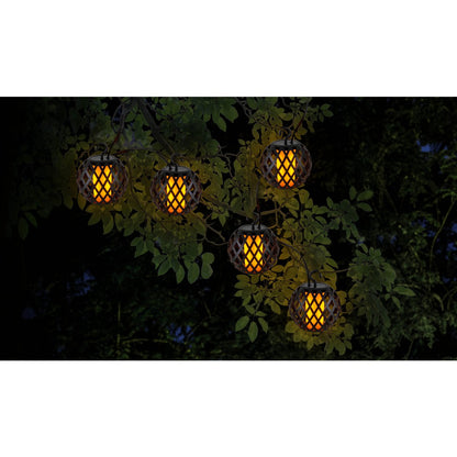 Zonne-energie kettingverlichting vlameffect 485 cm