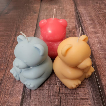 Vormkaars teddybeer 9 cm sojawas lavendel