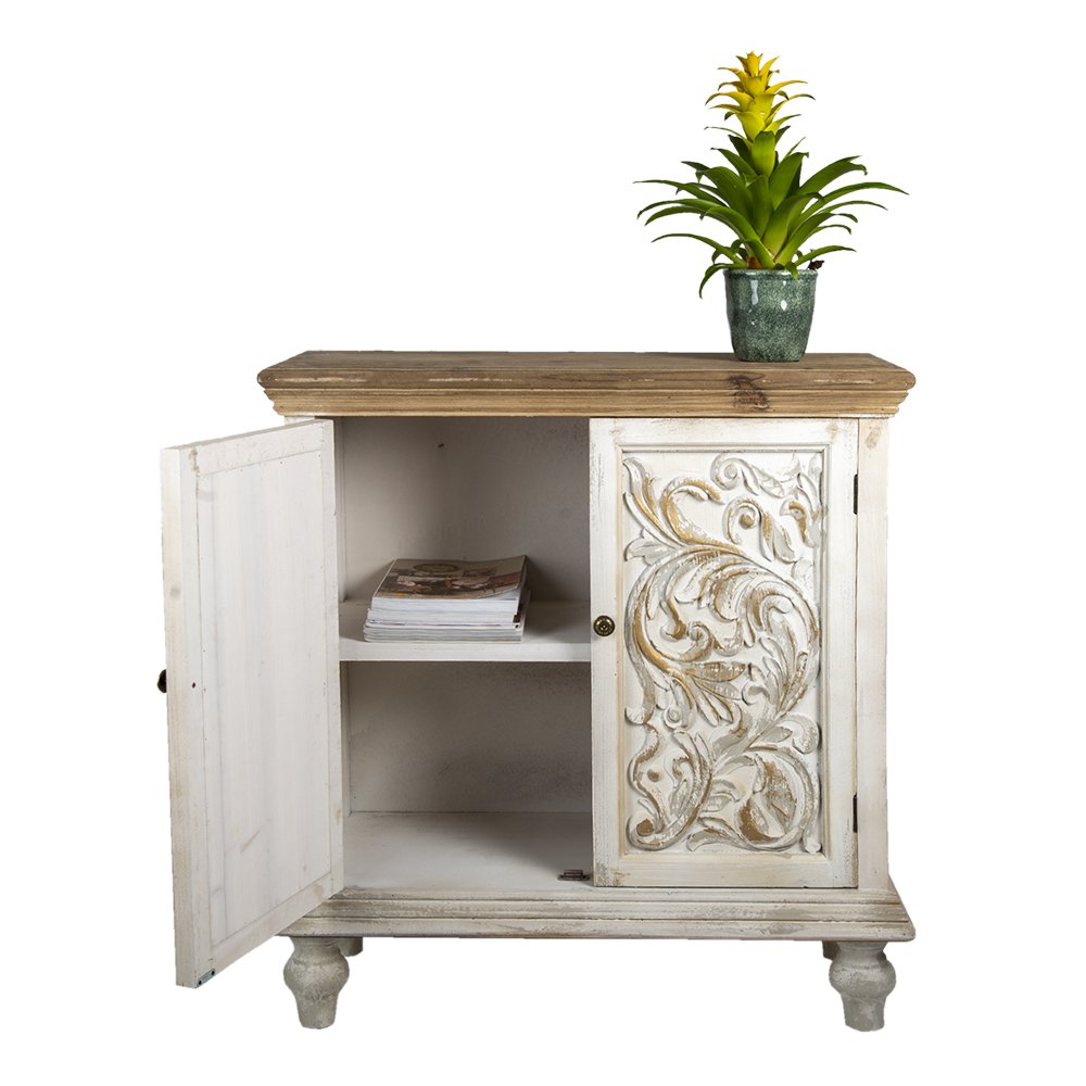 Dressoir 91x38x100 cm wit bruin hout