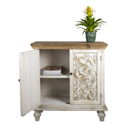 Dressoir 91x38x100 cm wit bruin hout