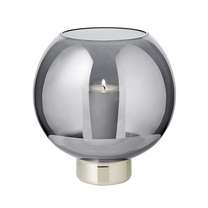 Lantaarn 21 cm Ø 19,5 cm donker kristalglas platina voet