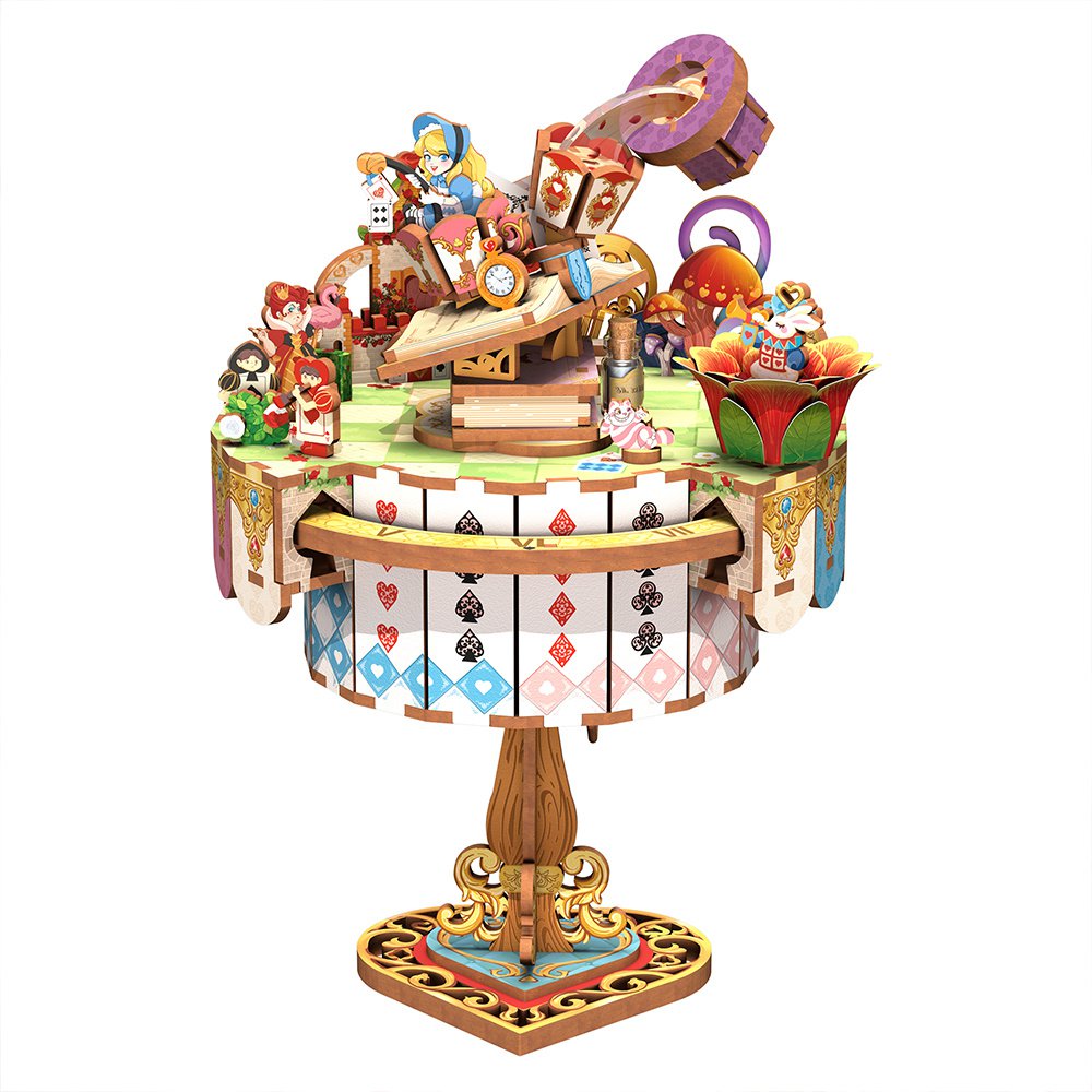 Tonecheer DIY Houten Puzzel Muziekdoosje Alice's Tea Party