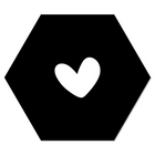 Wall hexagon heart black