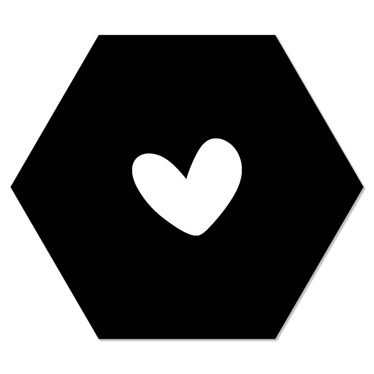 Wall hexagon heart black