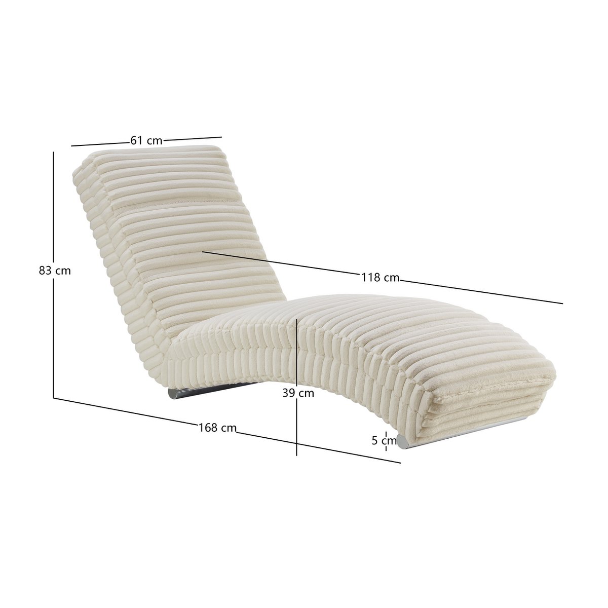 Chaiselongue 170x60x82 cm corduroy beige