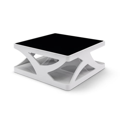 Salontafel 90x90x38 cm wit zwart MDF glas