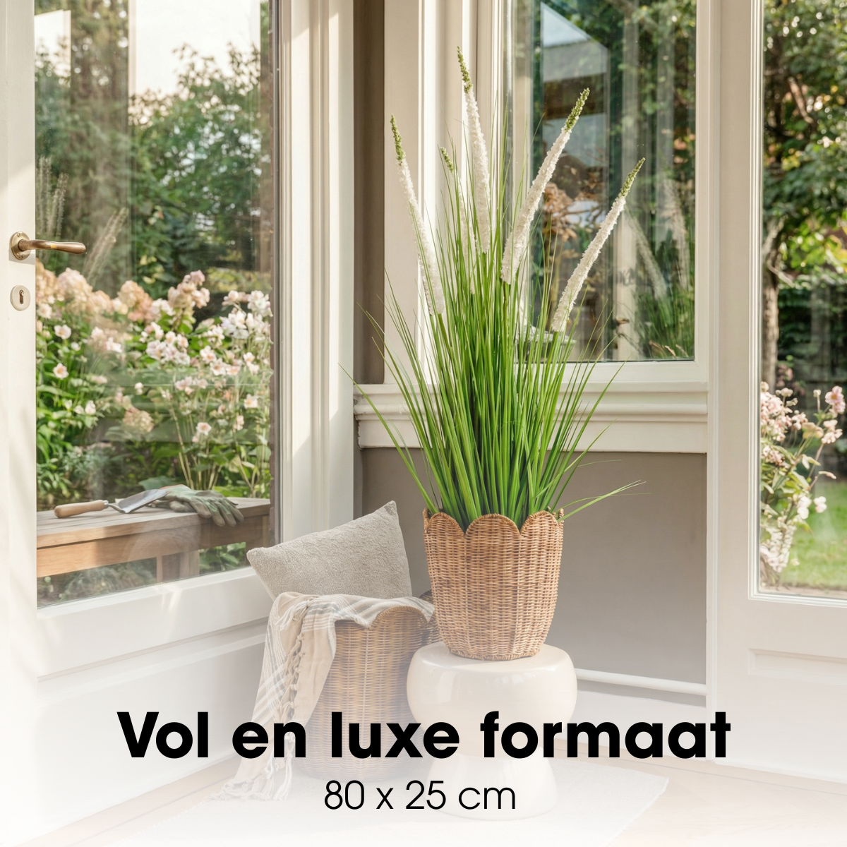 Kunstgras 80 cm groen wit