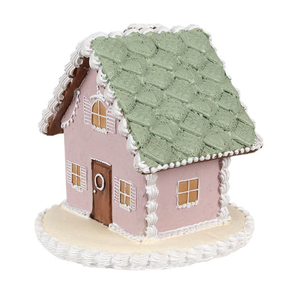 Gingerbread house 12 cm Roze Katoen Peperkoekhuisje