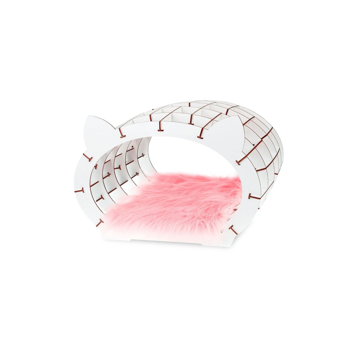 Eco Wood Art 3D Bouwpakket Houten Huisje Wit Roze Pluche