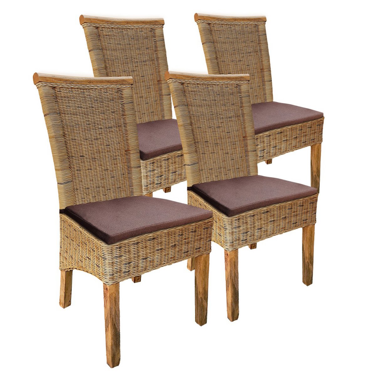 Eetkamerstoelen Set Van 4 Rotan Tabacco Stoel Duurzaam