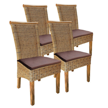 Eetkamerstoelen Set Van 4 Rotan Tabacco Stoel Duurzaam