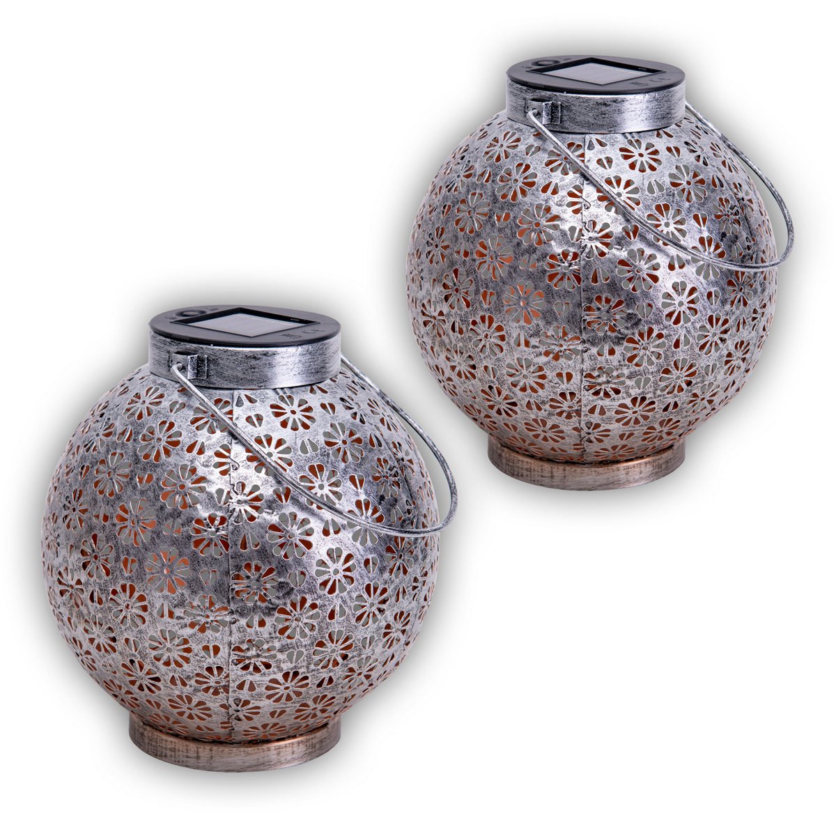 2 Set LED Zonnelicht Decoratie Diameter 18 cm Buiten Zilver