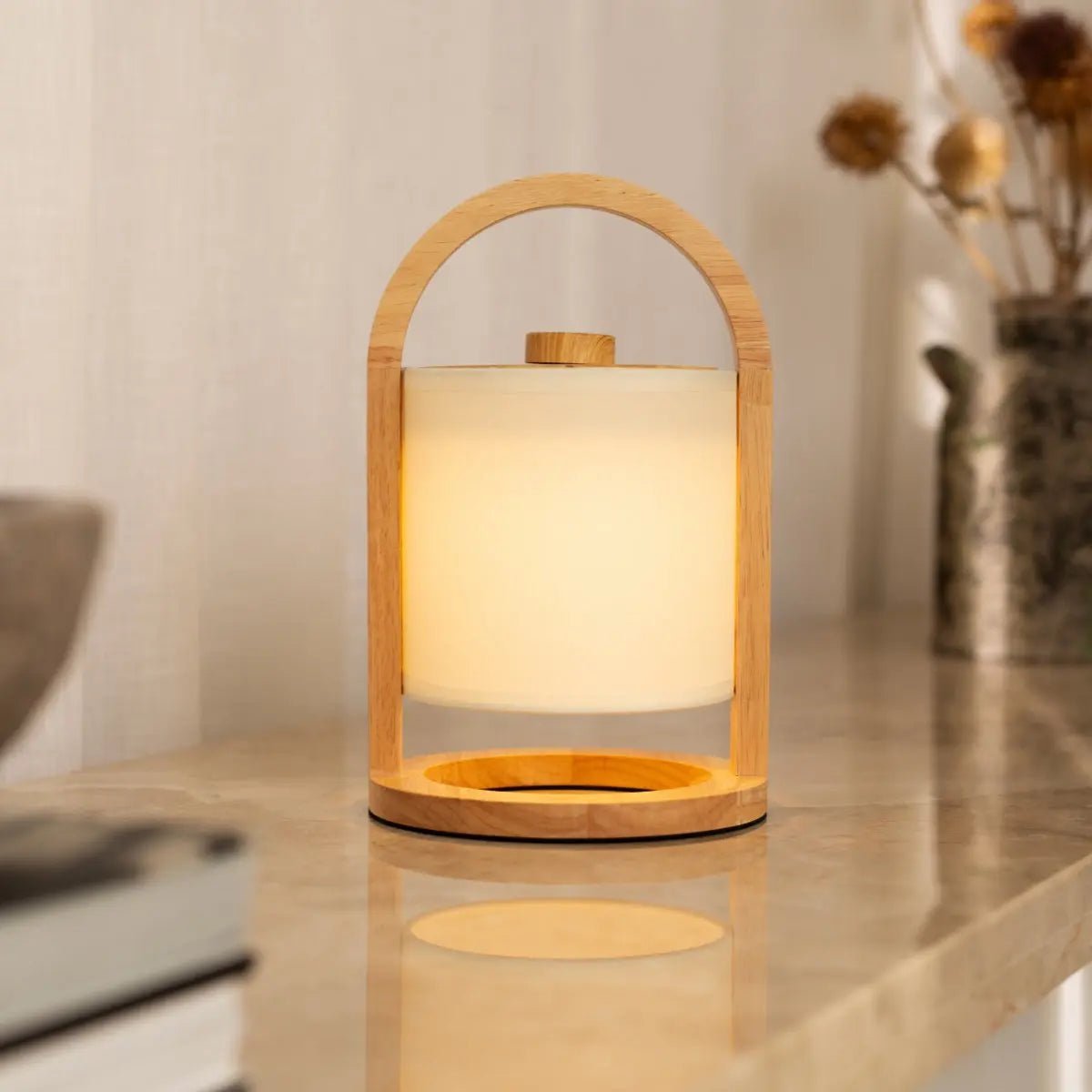Houten tafellamp Ø18x27 cm oplaadbaar dimbaar