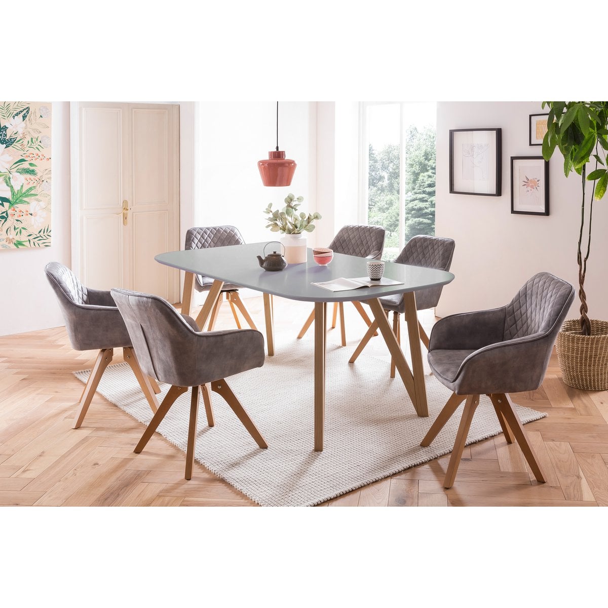 Vintage velvet armchair, grey