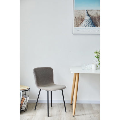 Bouclé Look Stoelenset van 4 lichtgrijs