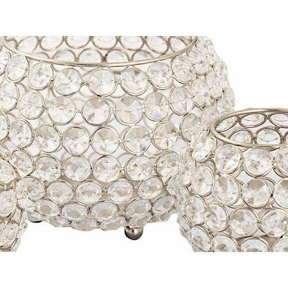 Tealight houder set 3 delig kristal goud zilver