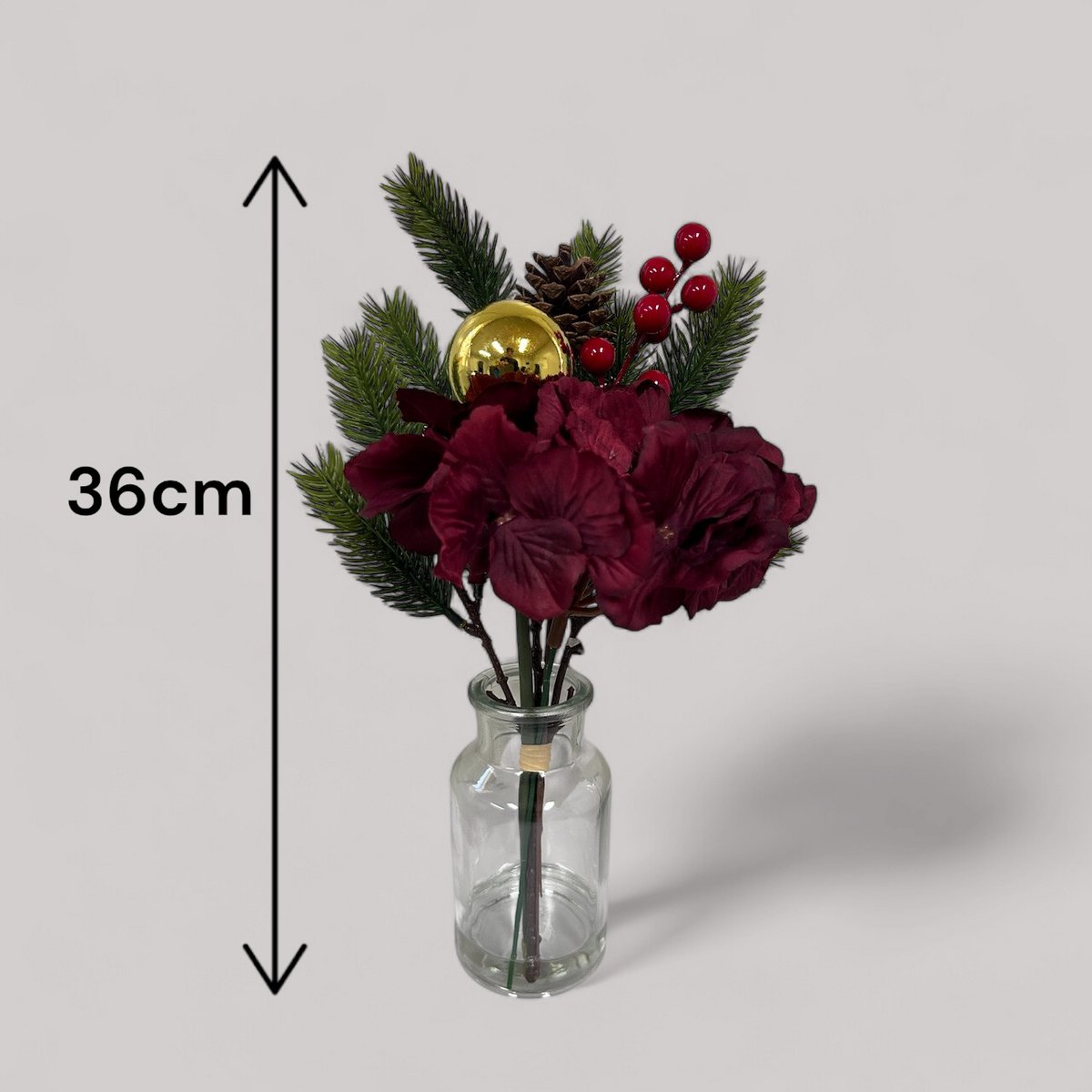 Christmas bouquet composition | Silk artificial flower | Length 36cm