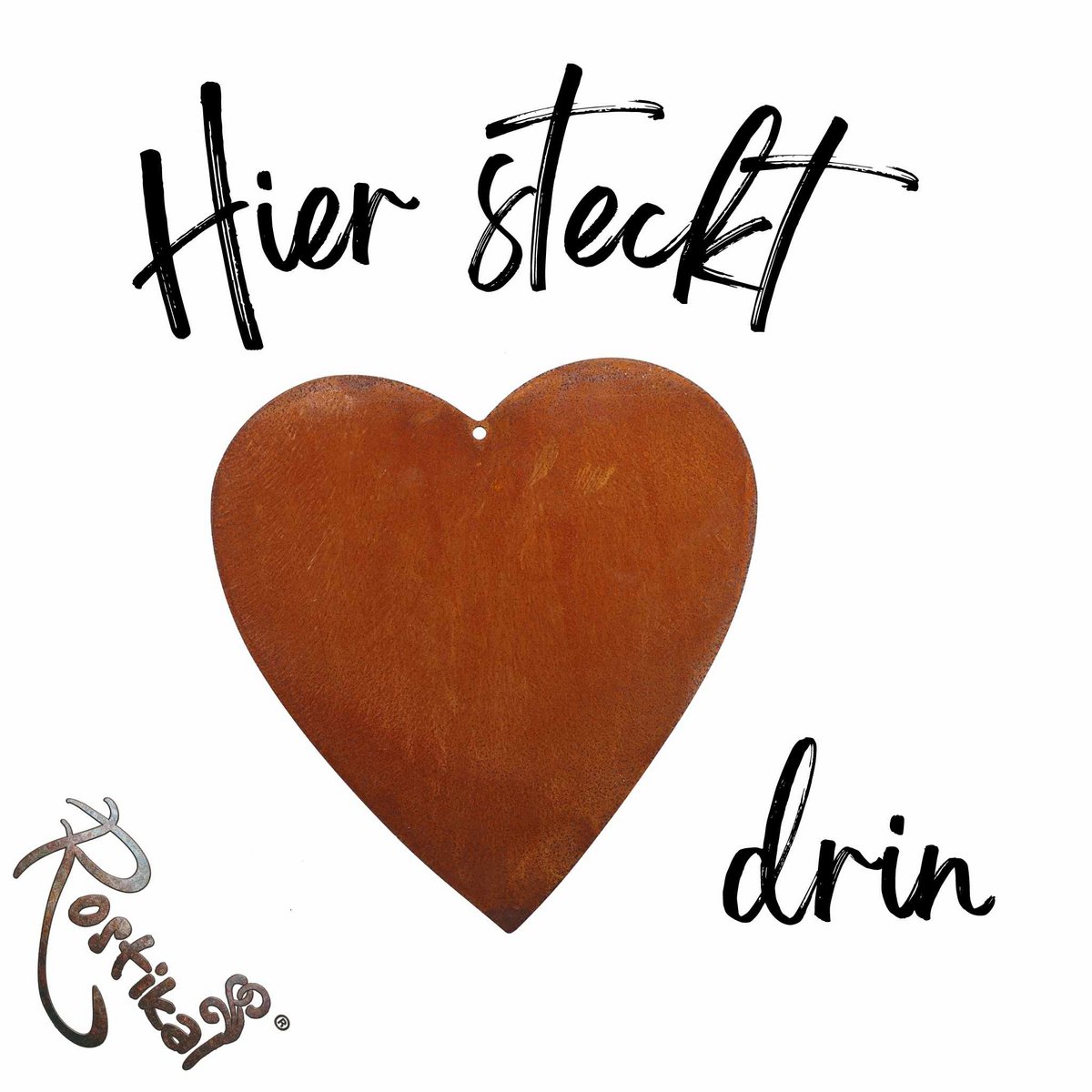 Hangdecoratie hart 11,5 & 17,5 cm metaal roestkleurig