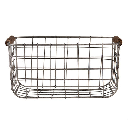 Opbergmand Set van 2 37x23x18 cm Grijs Bruin Metaal Mand