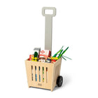 Wooden shopping cart on wheels